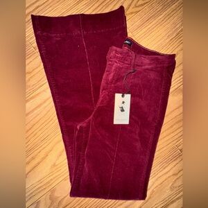 Angry Rabbit Burgundy Corduroy Pin Tuck Flare Pants – NWT